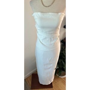Zara strapless white dress above ankle size s